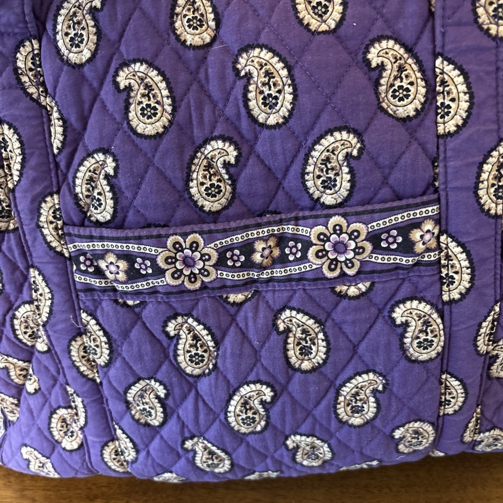Vera Bradley Tote Bag Purple Paisley Print Large Cotton Tote 20" X 15" X 8" - Picture 3 of 11